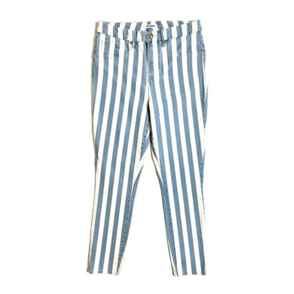 Good American Good Legs Crop Skinny White Blue Striped Jeans SZ 12/31 New